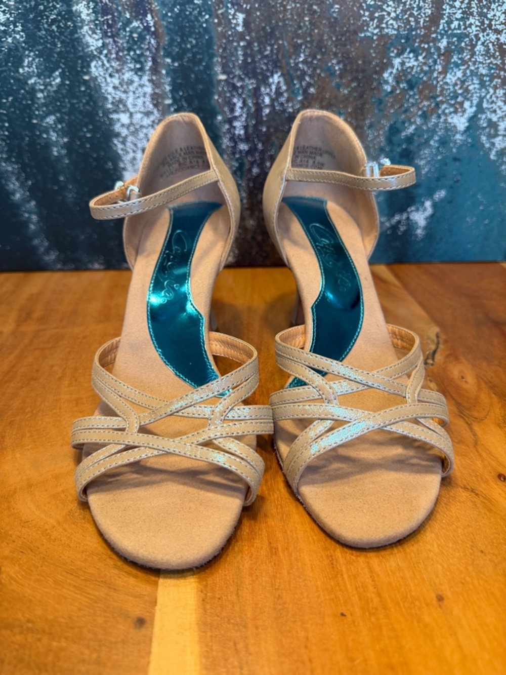 Capezio Balletcore Iridescent Cream Leather Strappy Heels 8.5W (GUC)
